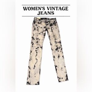 Women’s Vintage Tie Dye Distressed Jeans Size 30 Y2K Grunge Skinny Denim